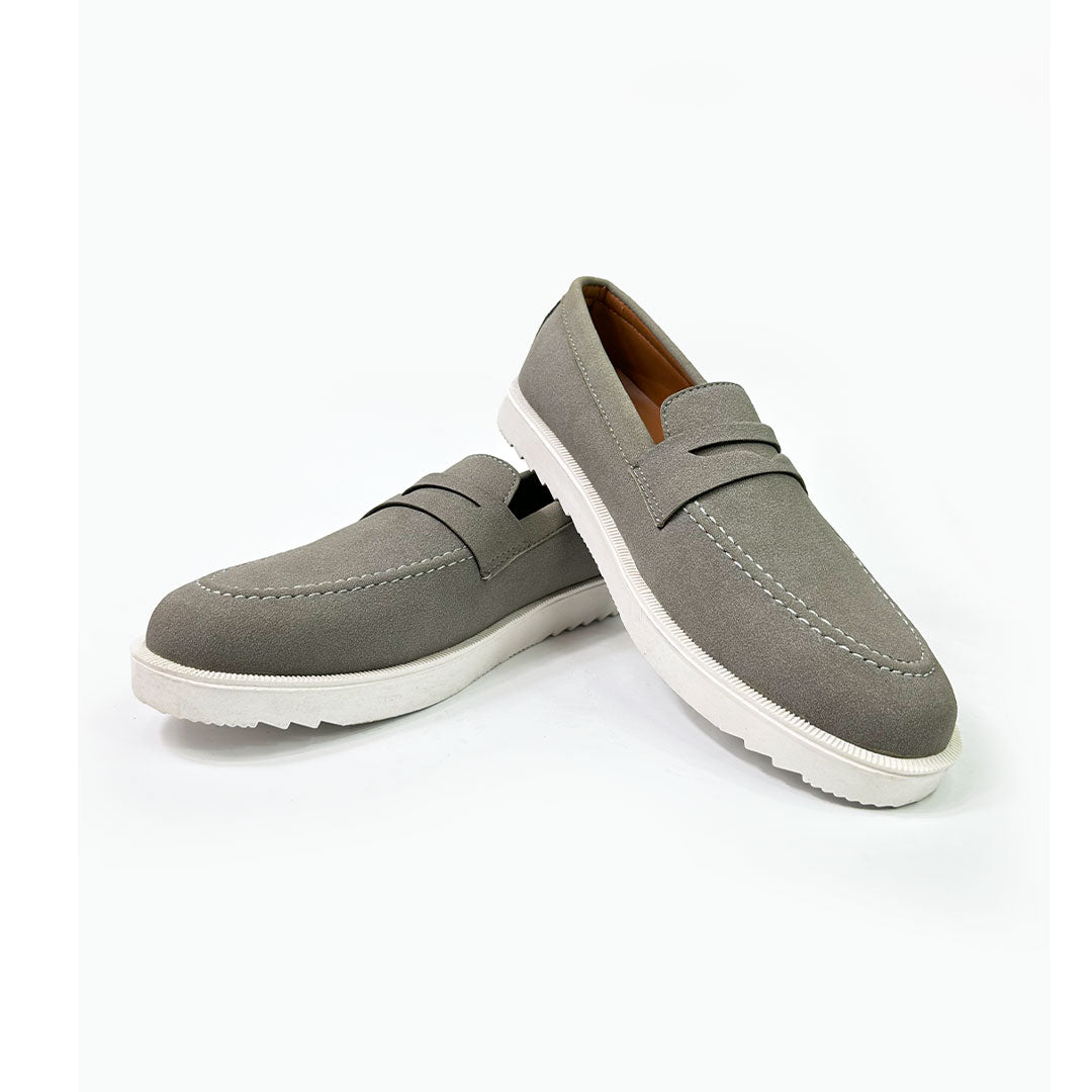 Grey Suede Loafers