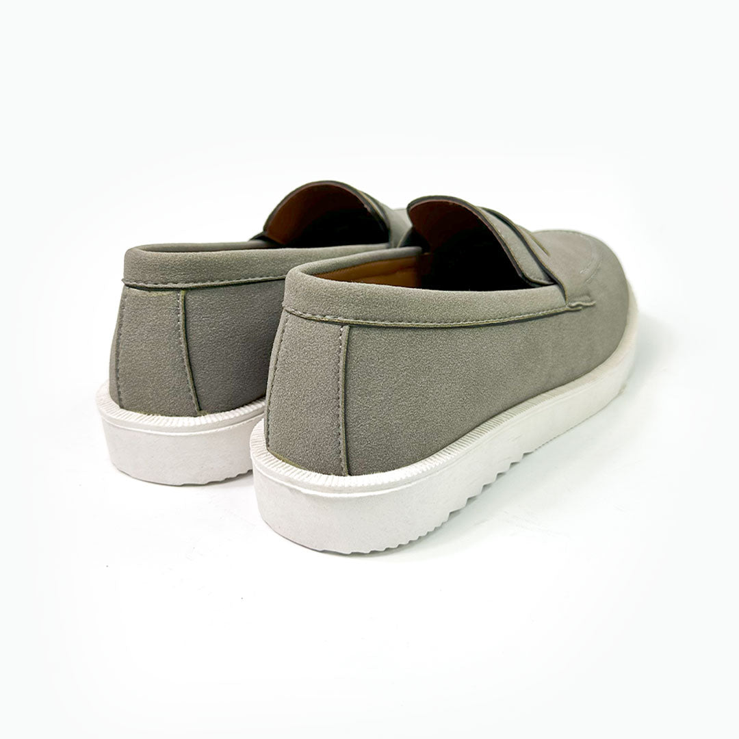 Grey Suede Loafers
