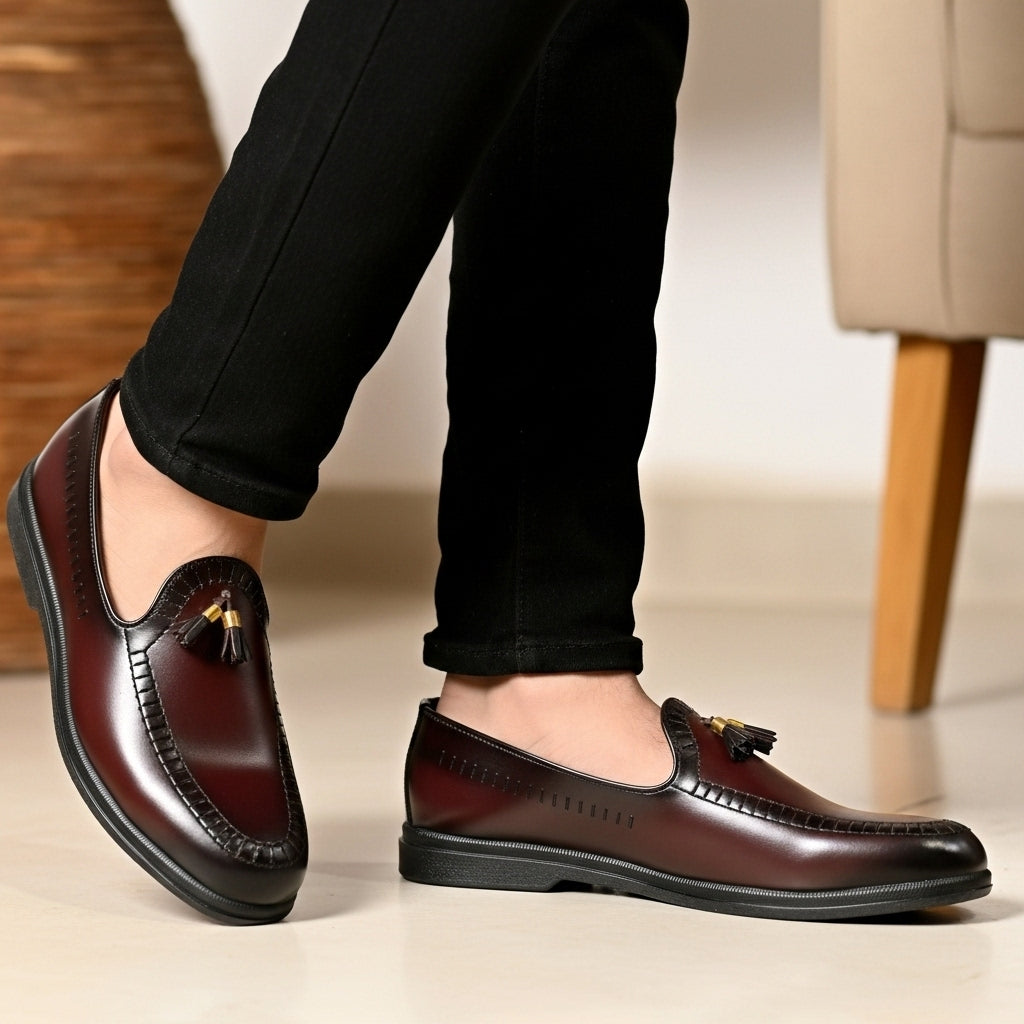Pure Hand Made  Medicated Leather Loafer With Comfortable Rubber Sole | Non Slip Italian Loafer